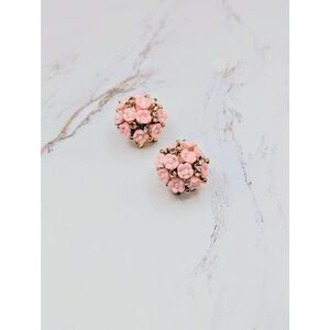 Ladies Pink Flower Pendant Earrings